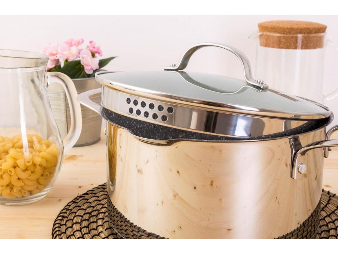 G21 Sada nádobí  Gourmet Miracle s cedníkem, 4 díly, nerez/greblon