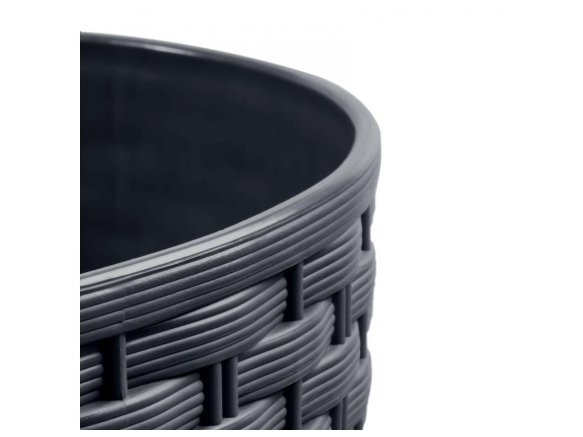 Prosperplast Květináč RATO ROUND + vklad, 25 cm - umbra