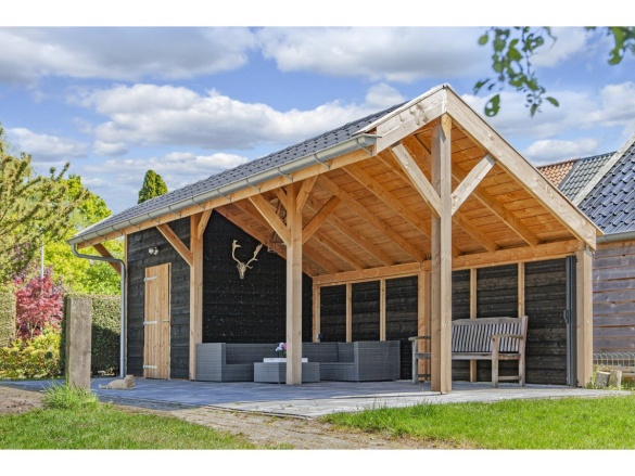 Tuindeco Boekelo DIY Open-sided Barn black impregnated