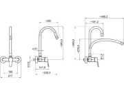 Novaservis Dřezová baterie TITANIA IRIS, 150 mm, chrom-bílá, nástěnná, bez výpustě,  94480,0B