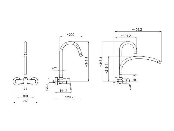 Novaservis Dřezová baterie TITANIA IRIS, 150 mm, chrom-bílá, nástěnná, bez výpustě,  94480,0B