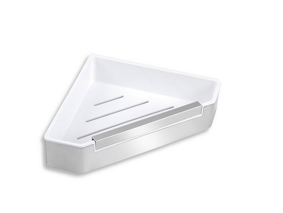 Novaservis Polička rohová sprchová Bílá/chrom se stěrkou, nerez, , 65578,4