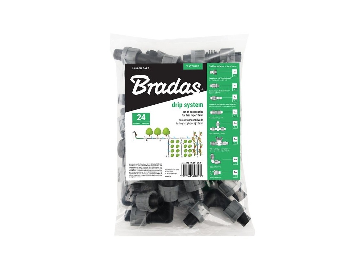 Bradas Sada spojek 16mm s převlečnou matkou, 24ks