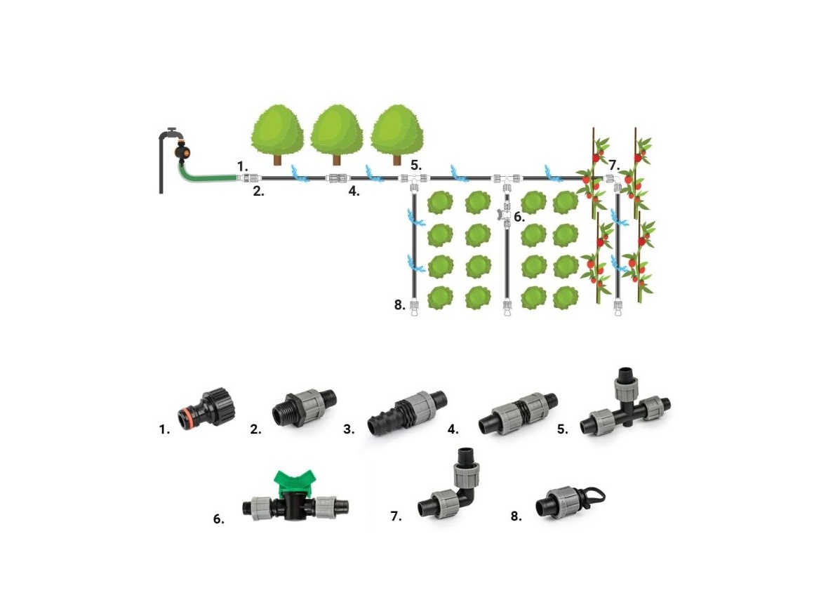 Bradas Sada spojek 16mm s převlečnou matkou, 24ks