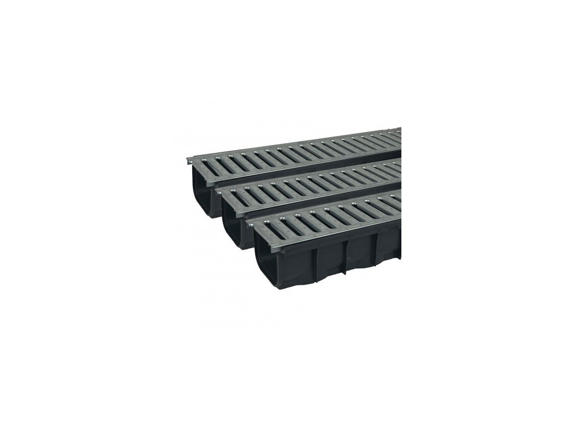 Covernit Plastový odtokový žlab A15 s pozinkovanou mříží (set 3 ks)