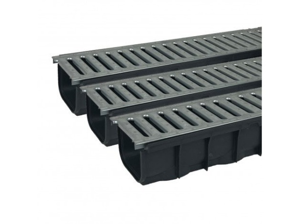 Covernit Plastový odtokový žlab A15 s pozinkovanou mříží (set 3 ks)