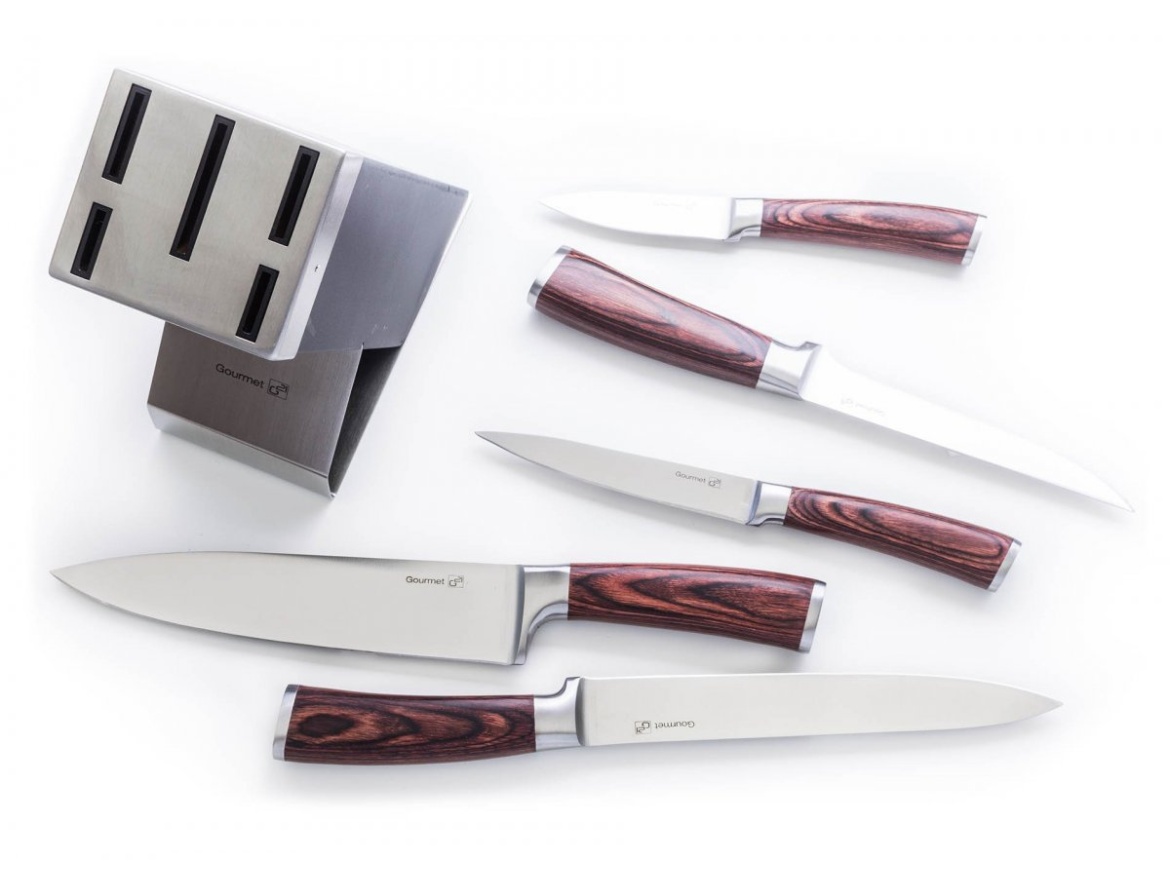 G21 Sada nožů  Gourmet Dynamic 5 ks + černo-nerezový blok