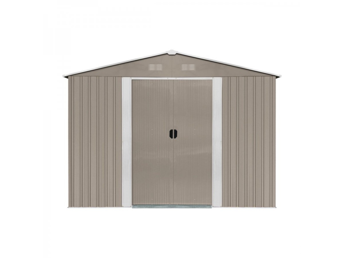 Zahradní domek kovový 3 x 3,7 m se sedlovou střechou hnědý Riwall PRO RMSA 12x10 Brown