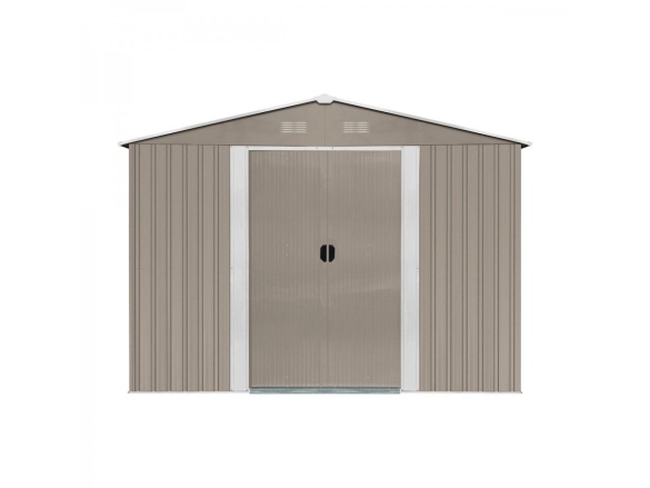 Zahradní domek kovový 3 x 3,7 m se sedlovou střechou hnědý Riwall PRO RMSA 12x10 Brown