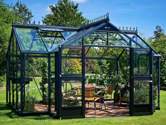 Hliníková konštrukcia –  Juliana Orangeri 4,4 m x 3,0 m, antracit, kalené sklo 3 mm