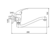 Novaservis Umyvadlová baterie Metalia 55 100 mm, chrom, nástěnná,  55074L,0