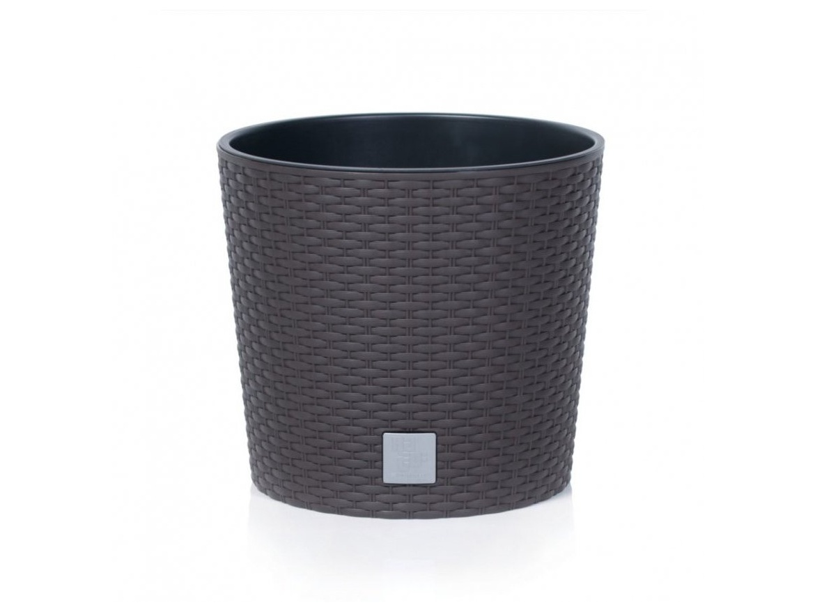 Prosperplast Květináč RATO ROUND + vklad, 25 cm - umbra