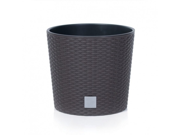 Prosperplast Květináč RATO ROUND + vklad, 25 cm - umbra