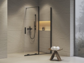 Walk-In –  Ravak ROWI 100, čierna+transparent