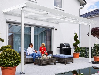 Pergoly Gutta –  Terrassendach Premium bílá / čirá polykarbonát (16 mm) 9,14 x 5,06 m ano