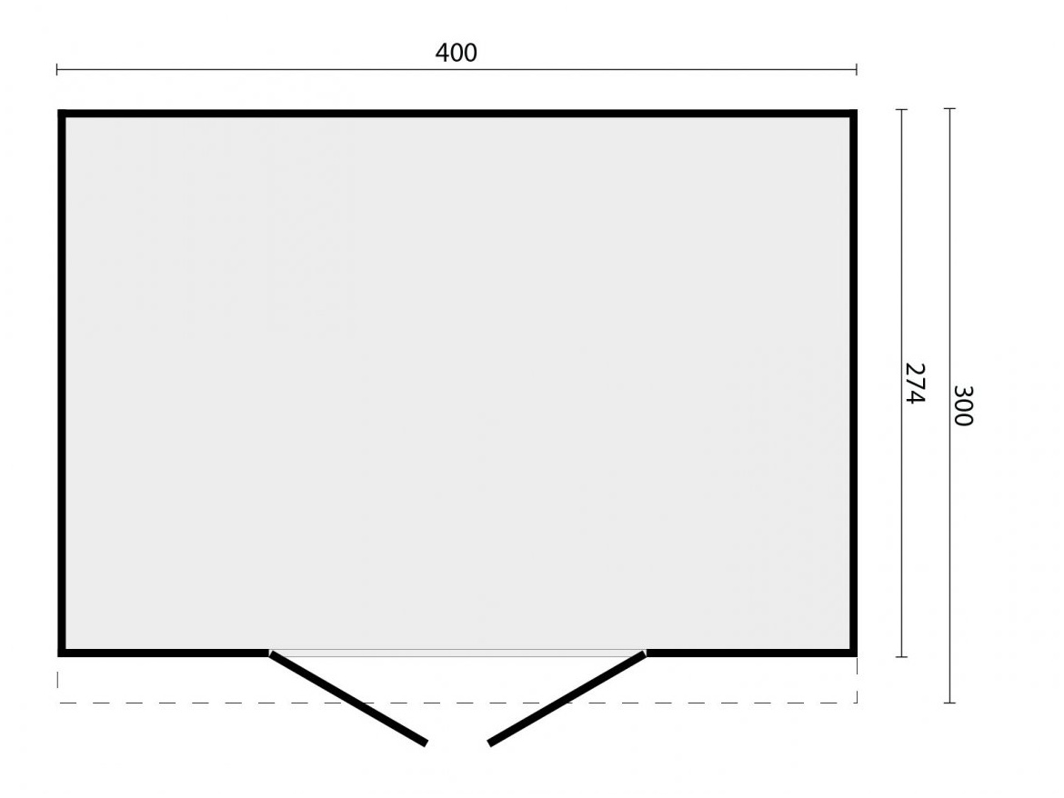 Tuindeco DIY roofing Enter 400x300 incl. double door and horizontal walls impregnated black