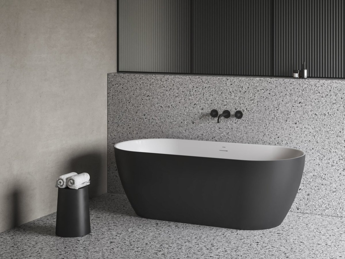 Ravak Vana Freedom O Tec 170x77 volně stojící, Alabaster Pink/bílá, krytka odtoku bílá/černá/chrom