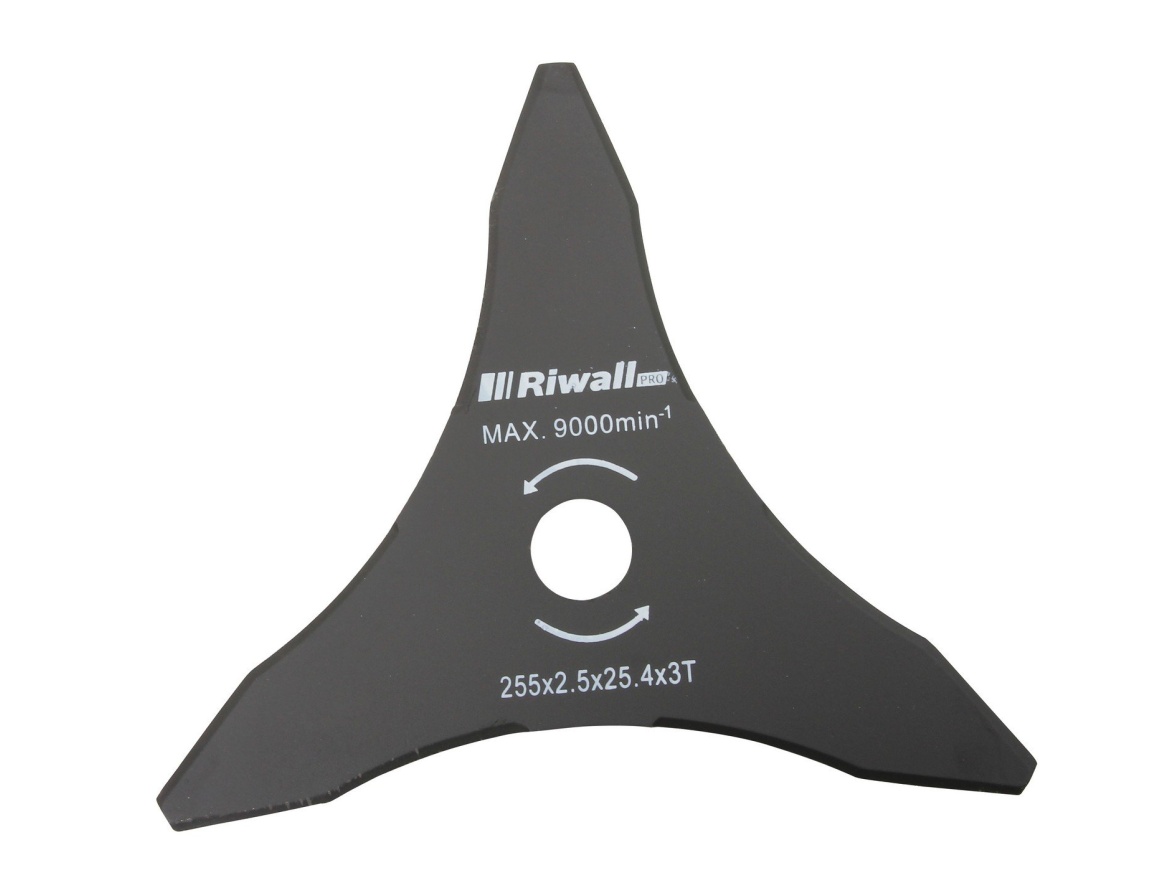 Riwall PRO Třízubý žací nůž křovinořezu pr. 255mm, vnitřní průměr 25,4mm, tloušťka 2,5mm