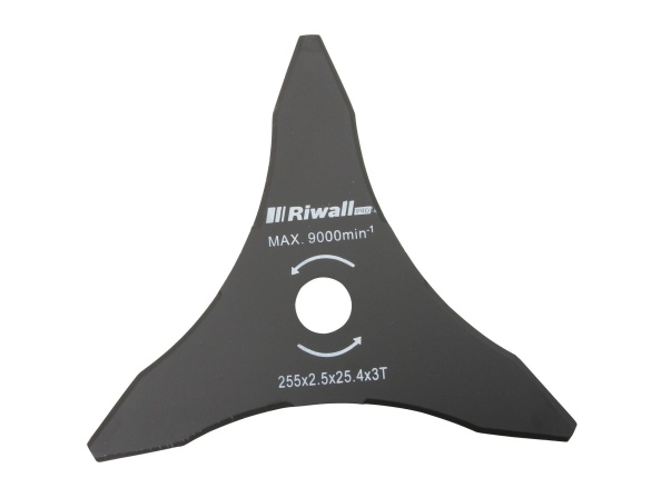 Riwall PRO Třízubý žací nůž křovinořezu pr. 255mm, vnitřní průměr 25,4mm, tloušťka 2,5mm