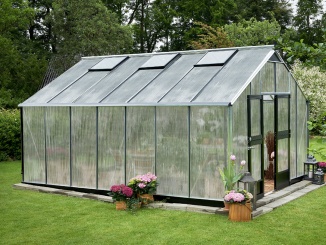 Klasické hliníkové skleníky –  Juliana Gartner 4,4 m x 3,7 m, alu / černá, polykarbonát 10 mm