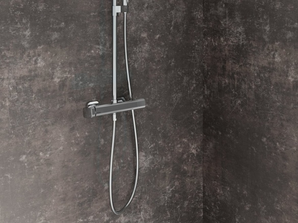 Ravak TD F 098.00BLM Sprchový stĺp netermostatický, posuvný, so sprchovým setom, čierna matná