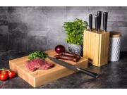 G21 Sada nožů  Damascus Premium v bambusovém bloku, Box, 5 ks + brusný kámen