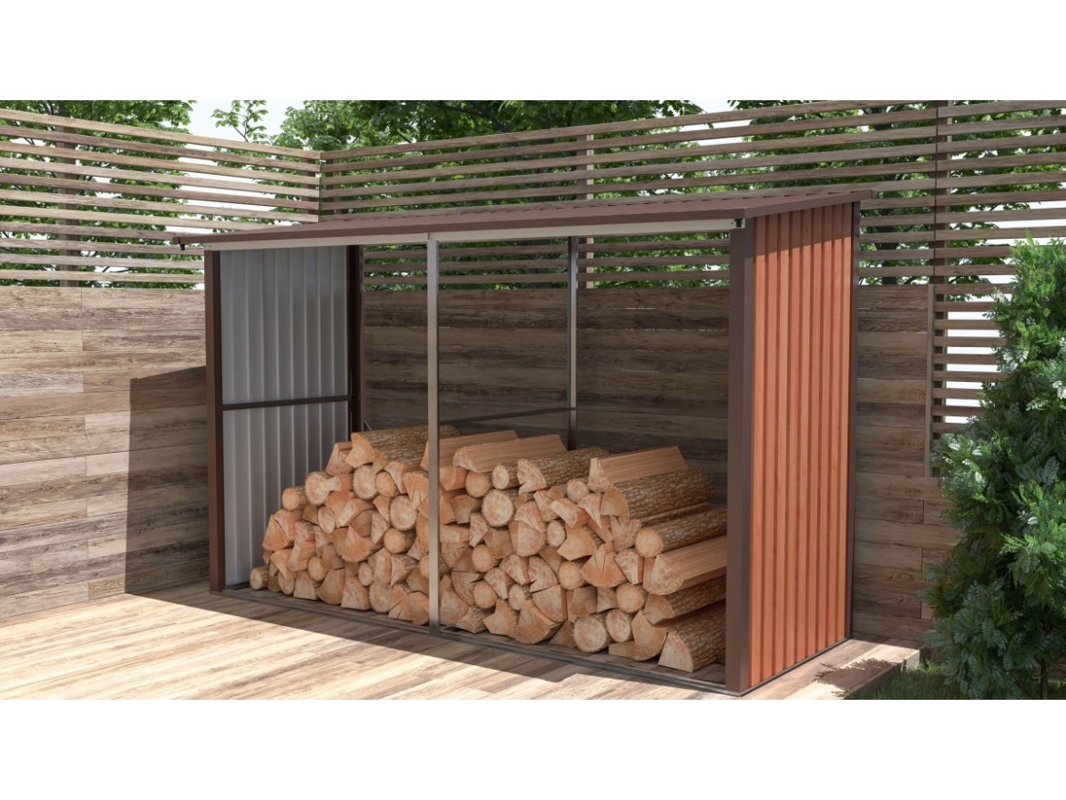 G21 Přístřešek na dřevo  WOH 682 - 302 x 119 cm, hnědý