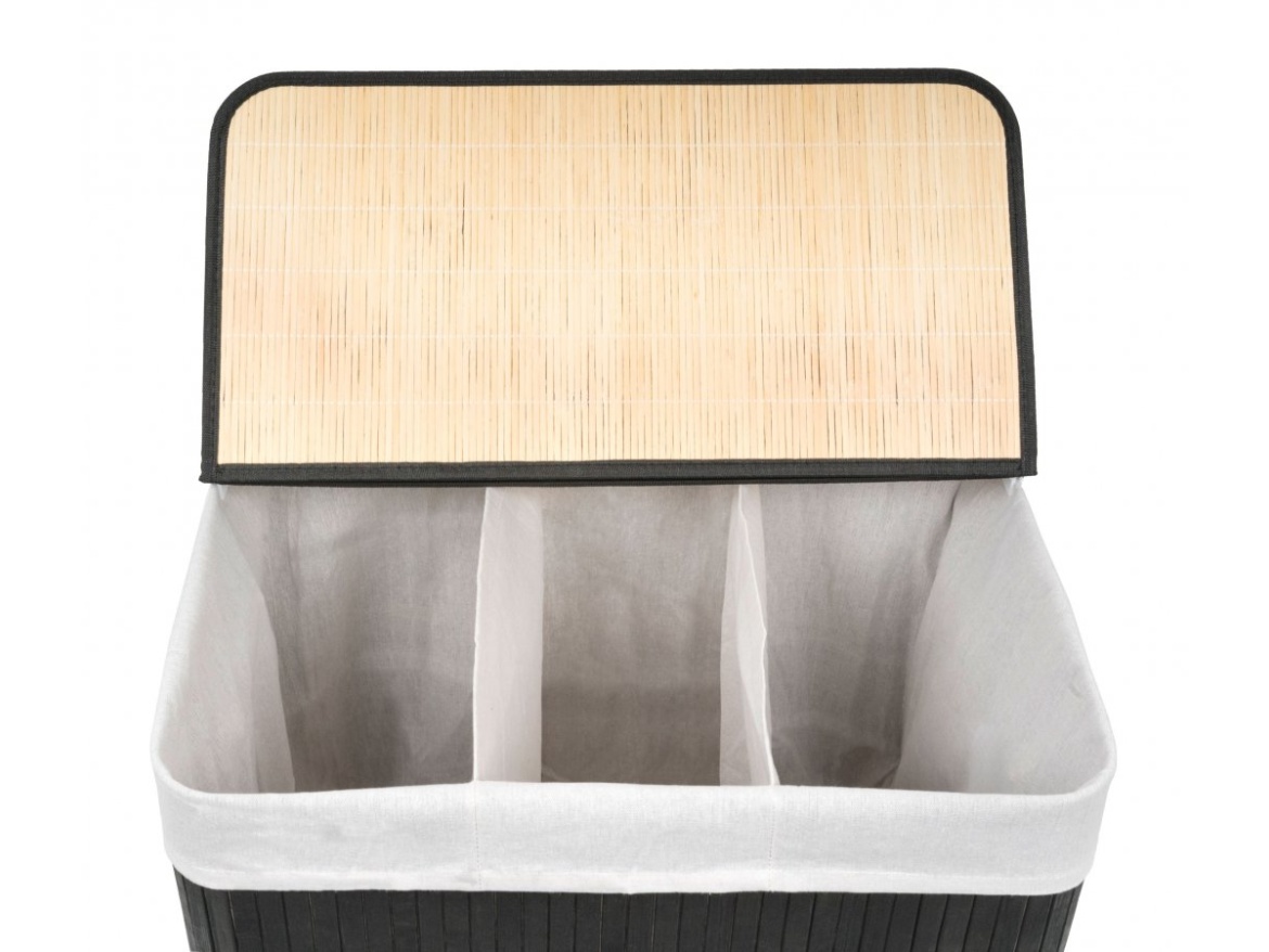 G21 Koš na prádlo  150 l s rozdělovači, bambusový černý s bílým košem