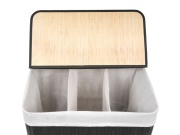 G21 Koš na prádlo  150 l s rozdělovači, bambusový černý s bílým košem