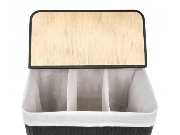 G21 Koš na prádlo  150 l s rozdělovači, bambusový černý s bílým košem