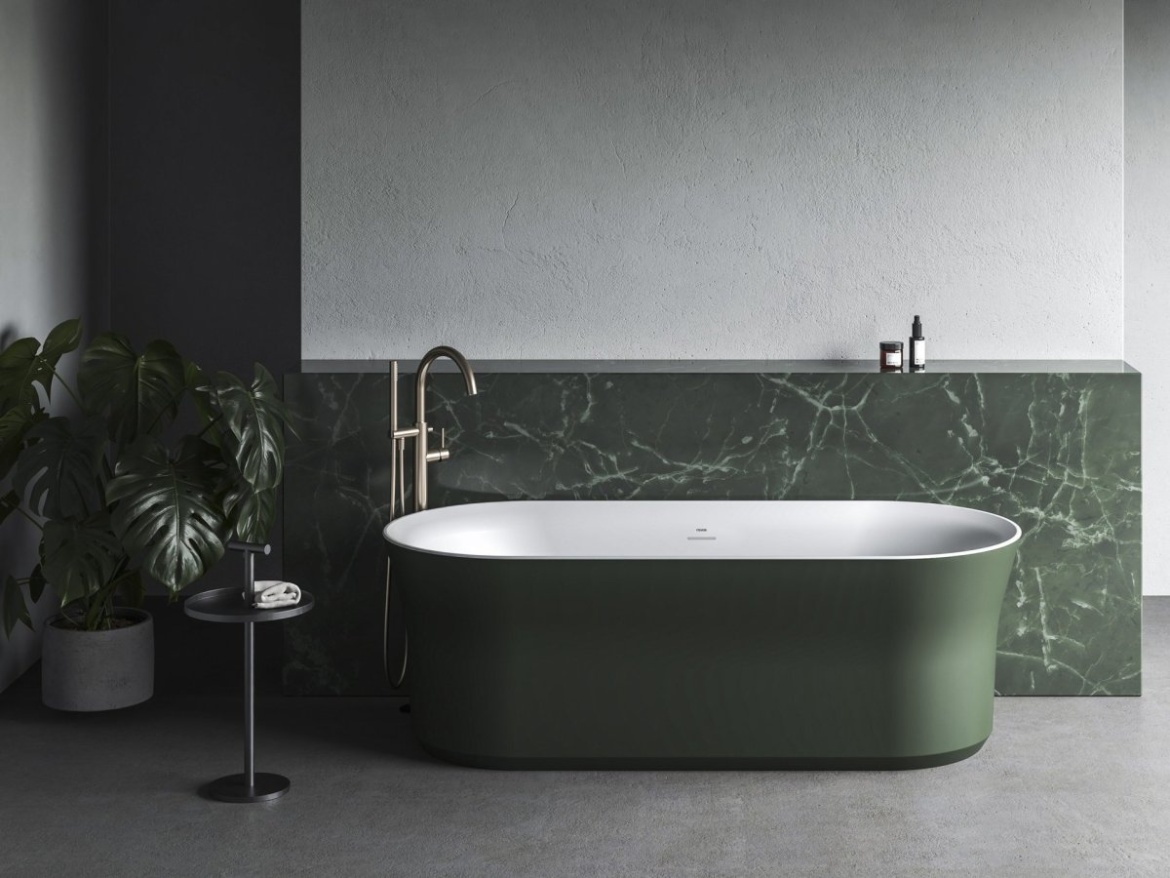 Ravak Vana Ypsilon 180x80, volně stojící, Grey Green/bílá, krytka odtoku bílá/černá/chrom