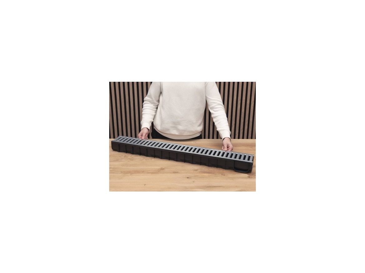 Covernit Plastový odtokový žlab A15 s pozinkovanou mříží (set 3 ks)