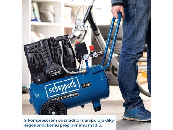 Tichý bezolejový dvouválcový kompresor 24 l Scheppach HC 25 Si