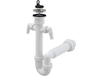 Technická sanita –  Alcadrain Dřezový sifon A820 s výpustí 70 mm, odpad 50 mm, s 2 přípojkami,  A820-DN50