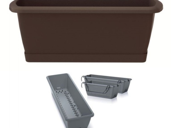 Prosperplast Truhlík se zavlažovacím systémem a držákem RESPANA EASYCARE 59,3 cm - hnědý