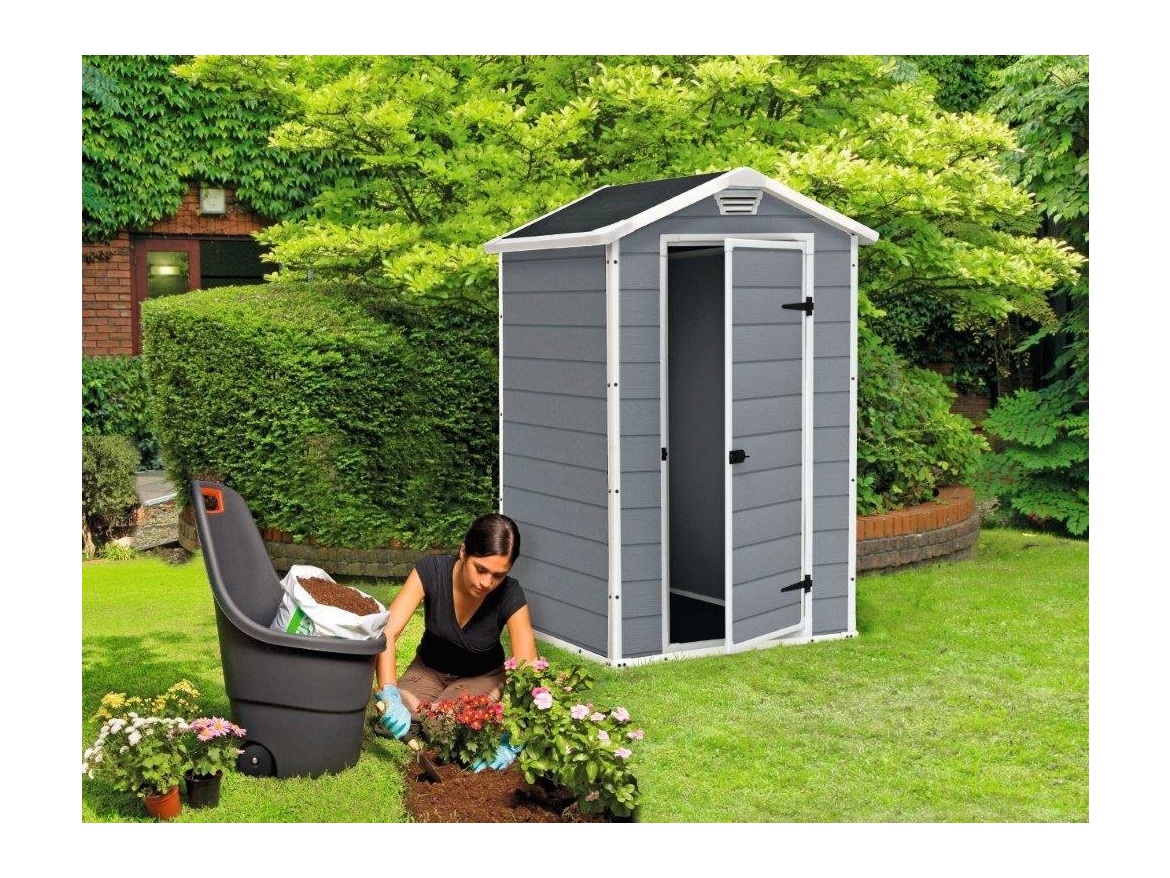 Plastový záhradný domček Keter MANOR 4 x 3 šedý, s podlahou