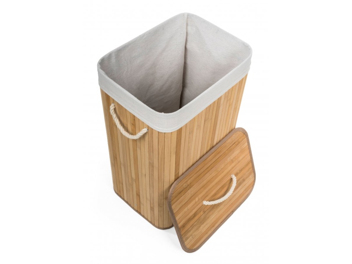 G21 Koš na prádlo  72 l, bambusový s bílým košem
