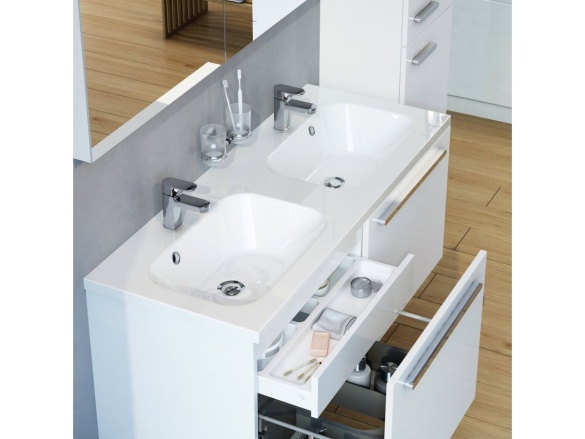 Ravak Dvojumyvadlo Chrome 120, s otvory pro baterie, s přepadem