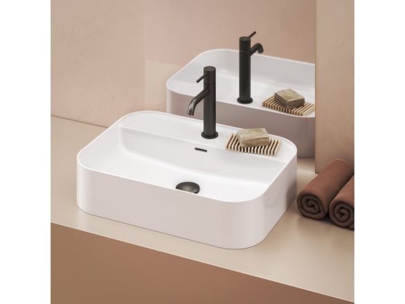 Ravak Umyvadlo Ceramic Slim Shelf R 55, s otvorem pro baterii, s přepadem, antracit