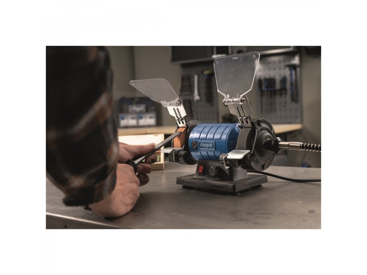 Dvoukotoučová bruska/leštička se systémem Flexidrive Scheppach HG 35