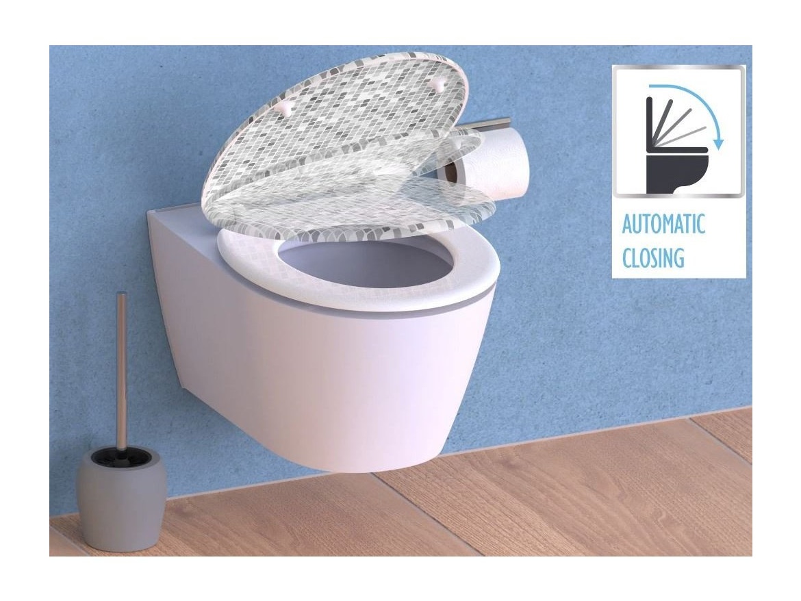 WC sedátka, záchodová prkna Schütte MOSAIK GRAU| Duroplast, Soft Close