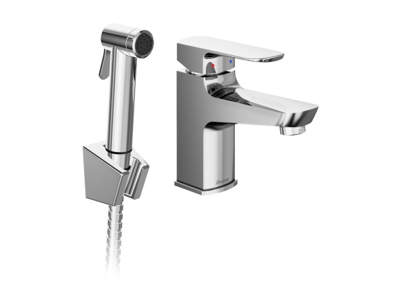 Ravak BM 011.01CR Umyvadlová stojánková baterie 144 mm s bidetovou sprškou a držákem na zeď, bez výpusti, chrom