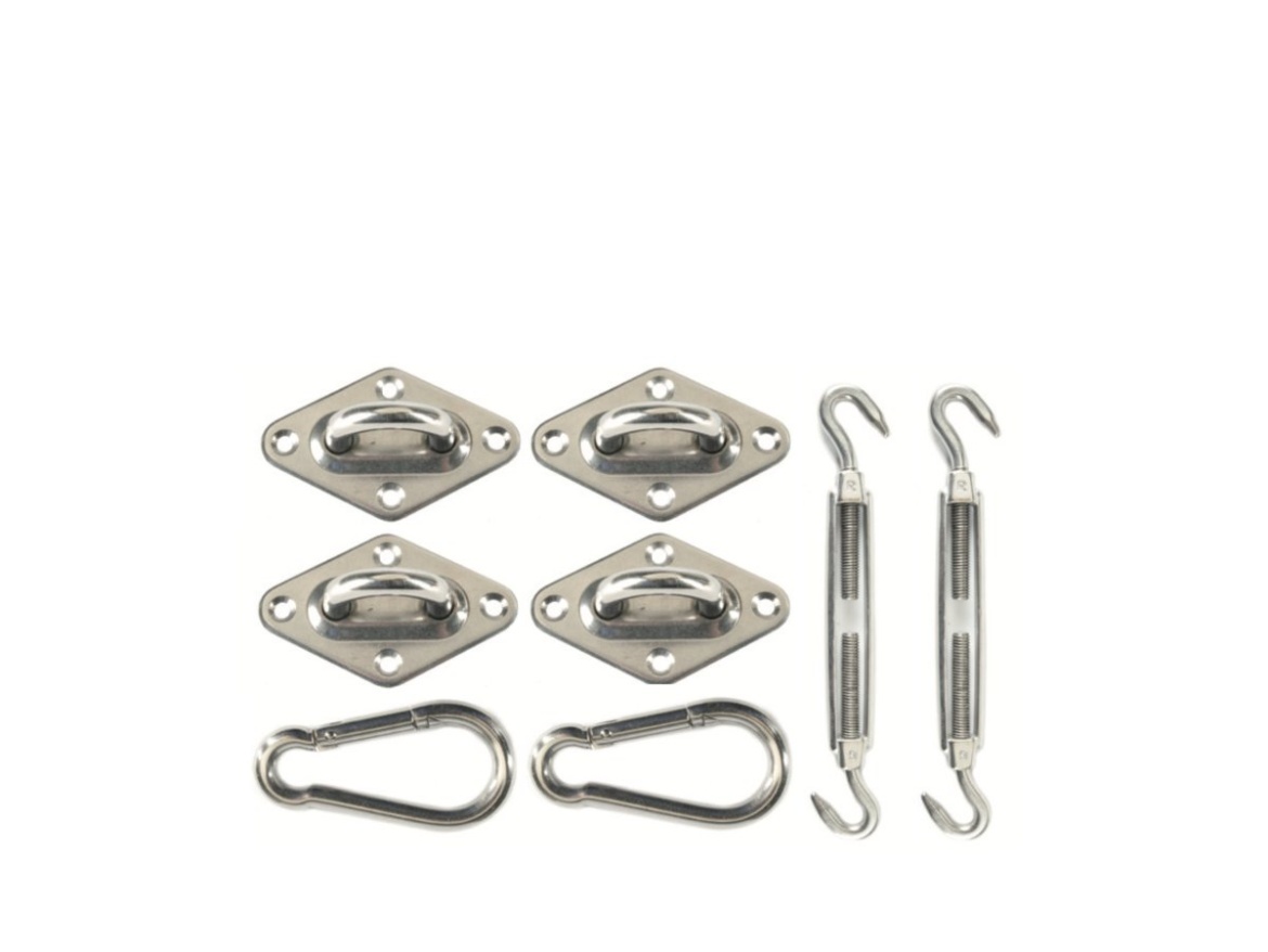 Příslušenství na uchycení stínící čtverhranné plachty- stříbrná