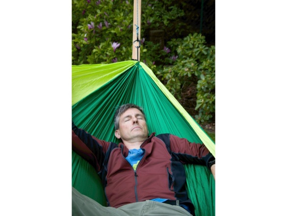 Hamaka Houpací síť pro dva Camping + Slap strap (zelený SET)