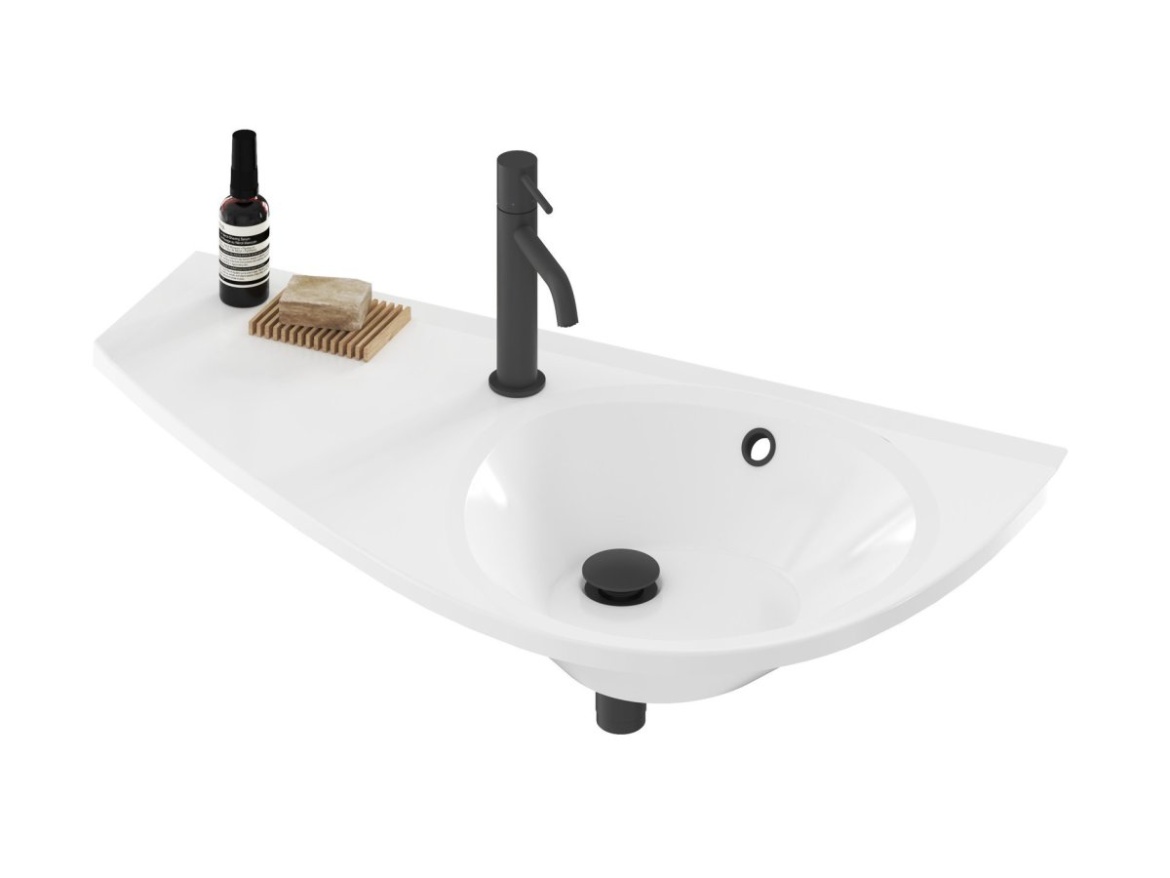 Ravak Umyvadlo Avocado 85 P, s otvorem pro baterii, s přepadem