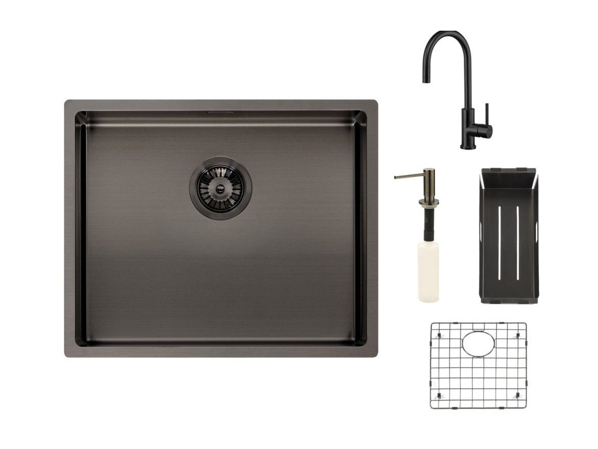 Kuchyňské dřezy Reginox SET Miami 500 Gun metal + baterie Cano + příslušenství