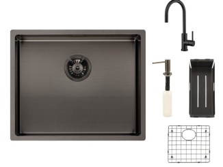 Nerezové –  Reginox SET Miami 500 Gun metal + baterie Cano + příslušenství tmavo šedá