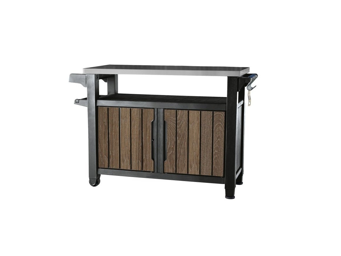 Keter Multifunkční zahradní stolek  UNITY XL 207L - 134 x 52 x 90 cm - walnut / ořech