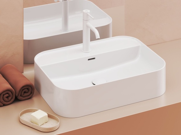 Ravak Umyvadlo Ceramic Slim Shelf R 55, s otvorem pro baterii, s přepadem, bílá matná