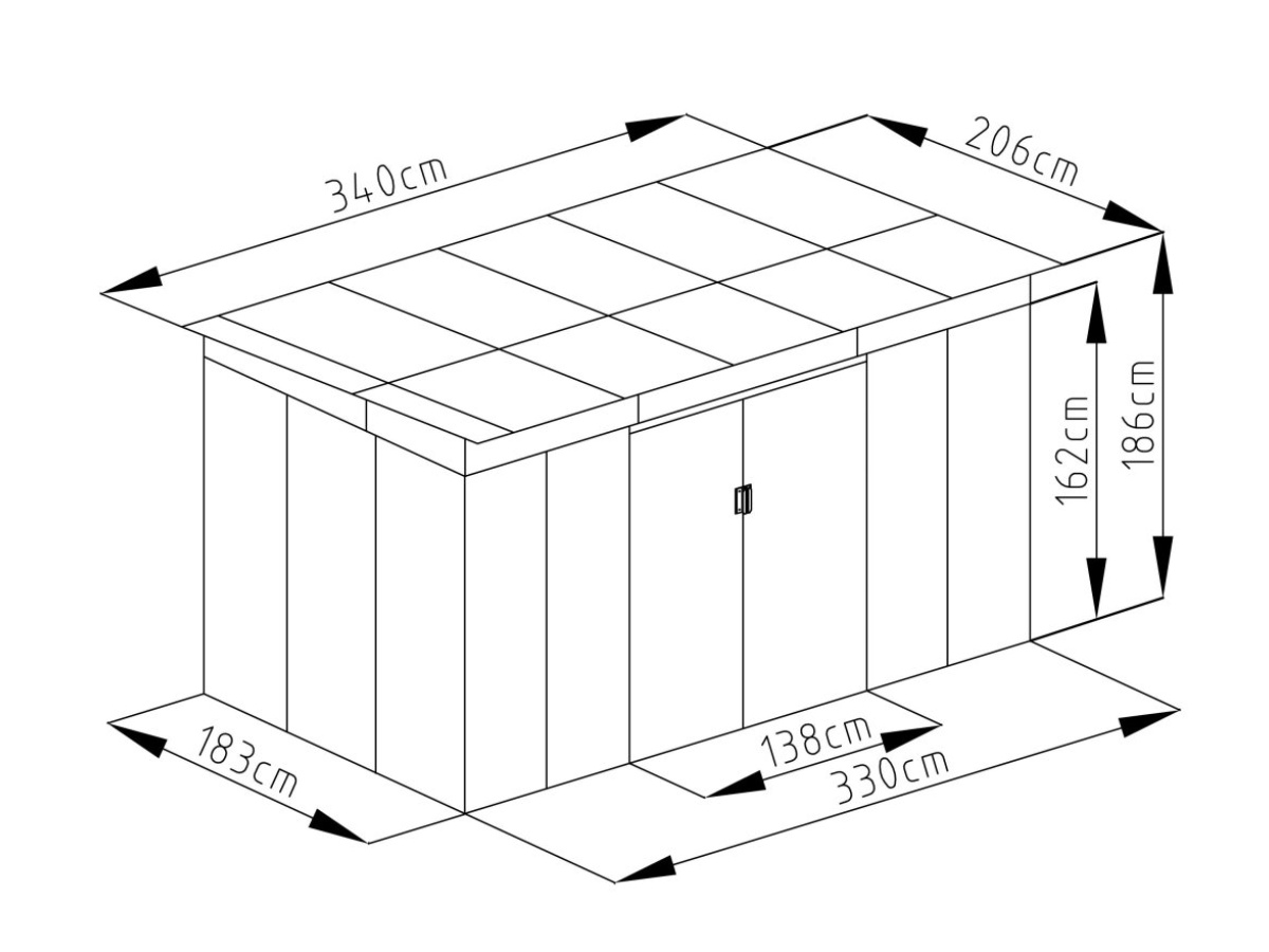 G21 Zahradní domek  GRAH 700 - 340 x 206 cm, antracitový
